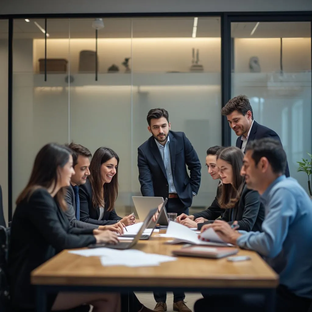 Equipo de trabajo en oficina